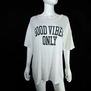 Fantastic Fawn Oversized White Graphic Tee - Good Vibes Only
